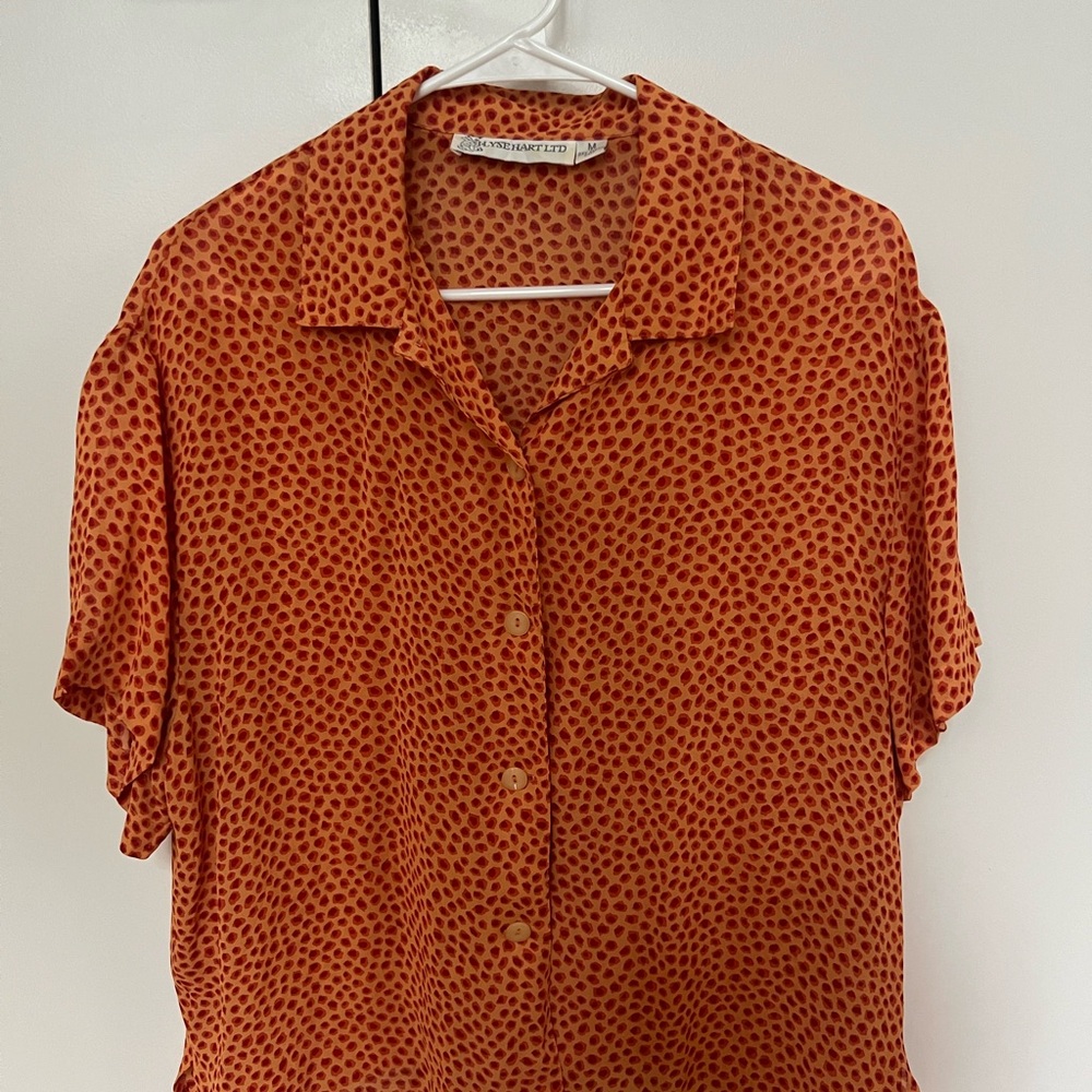 Vintage Women's Orange Polka Dot Blouse